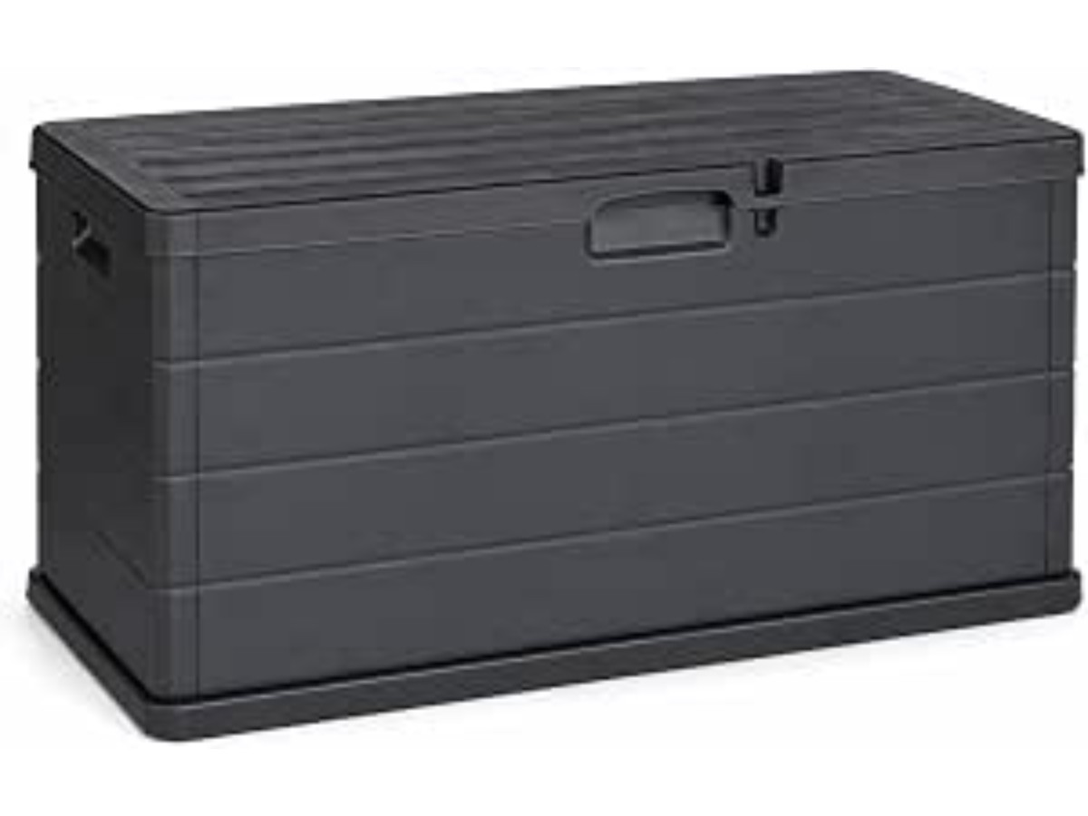 Maury's Outdoor Storage Box with 340 Litre Capacity Wood Effect Large Storage Space Anthracite Resin