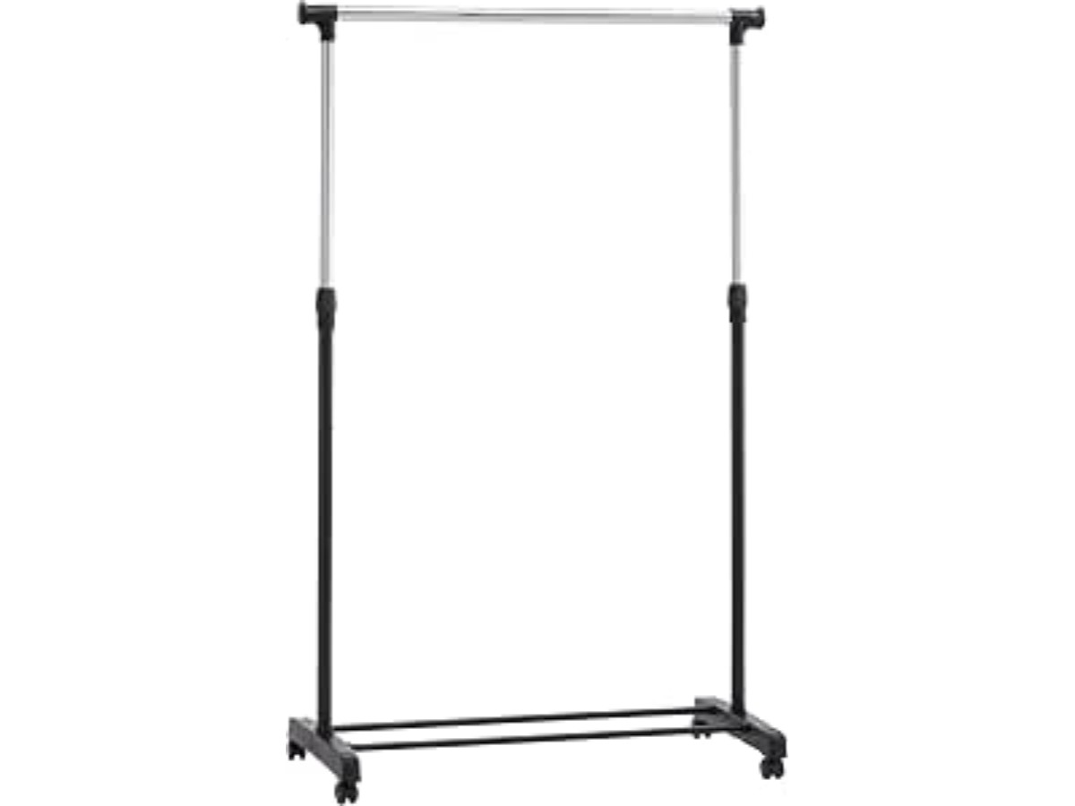 Amazon Basics Clothes Rail on Wheels, Chrome, 36-145 cm x 42 cm x 134-161 cm