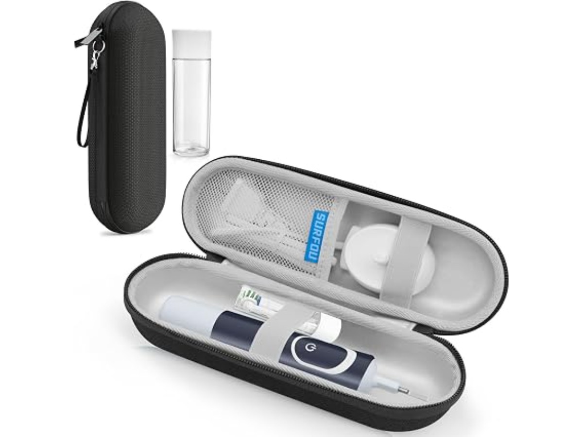SURFOU Etui Brosse a Dent. Voyage Électrique, Compatible Oral-B/Oral-B Pro/Philips Sonicare, Housse Rigide avec Boîte de Rangement pour Têtes et Accessoires, Compact, Noir