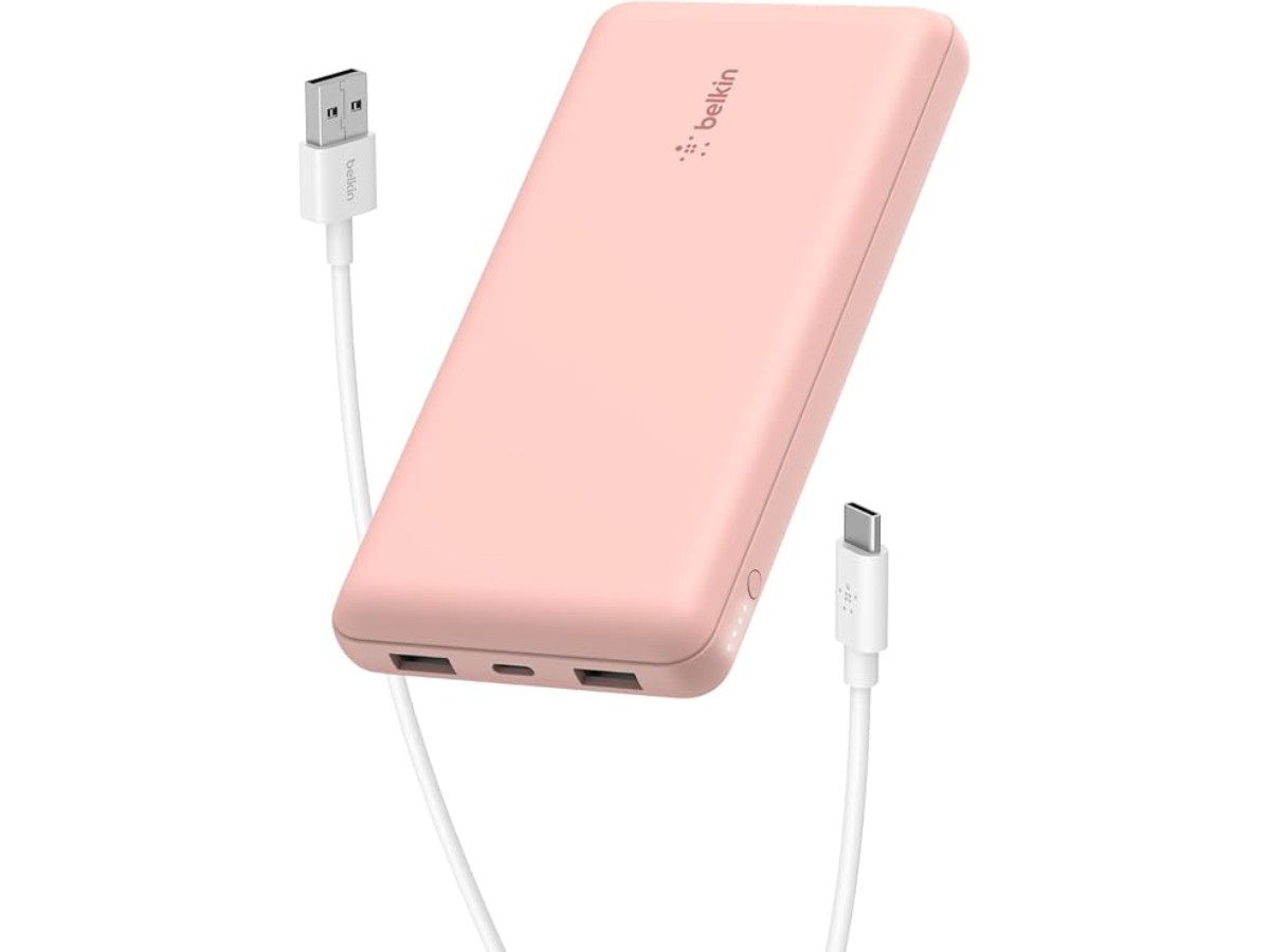 Belkin 10,000 mAh power bank, USB-C external charger with 1 USB-C and 2