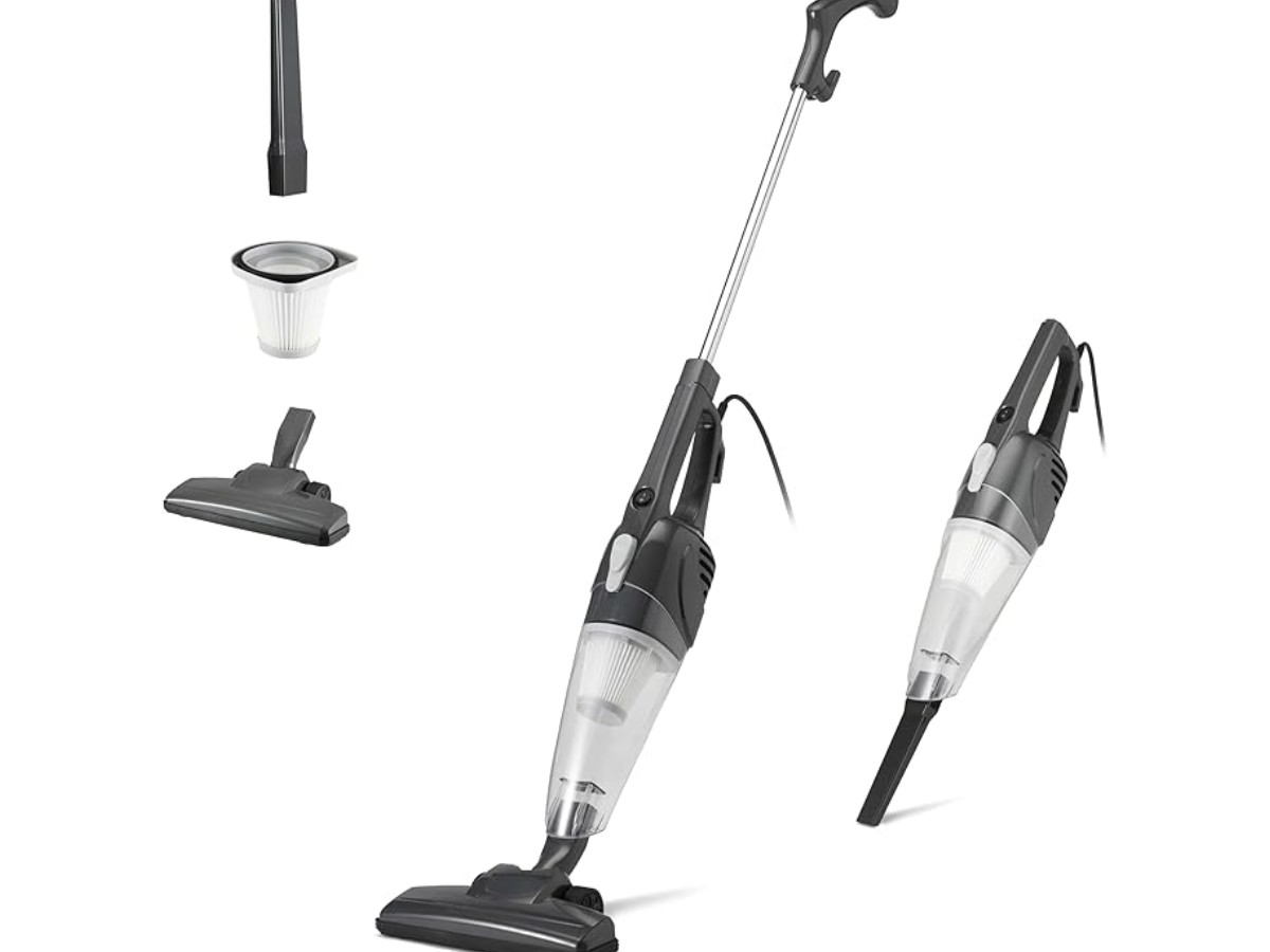 Amazon Basics Upright Vacuum Cleaner, 2 in 1 Device with Cable, ECO Motor, Replaceable Filter, Lightweight, Black