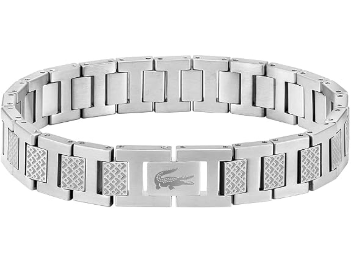 Lacoste Bracelet à maillons Collection METROPOLE orné d’un motif Petit Piqué