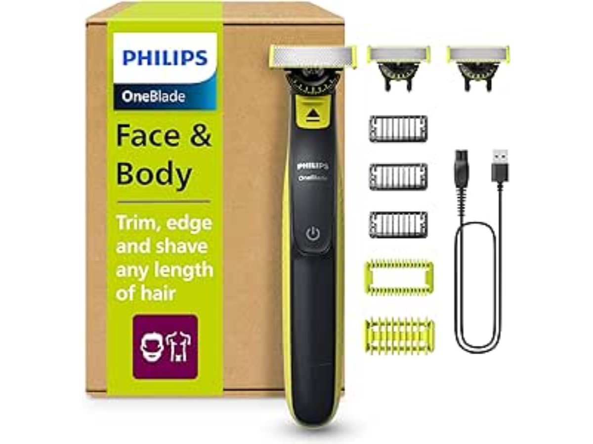 Philips OneBlade 360 Authentic Barber, Electric Facial & Body Shaver & Trimmer, 3x 360 Blades, 3x Fledgling Beard Comb (1.3.5 Inches), 1x Body Kit, QP2824/31