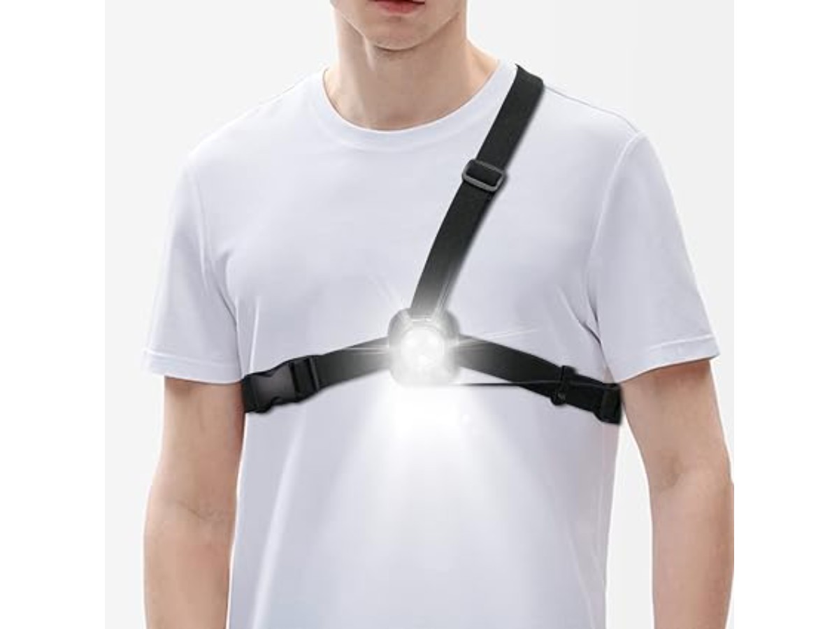 Suptig lumière de ceinture poitrine courante pour le camping, la randonnée, la course, le jogging, la marche, l'aventure en plein air batterie rechargeable intégrée(noir)