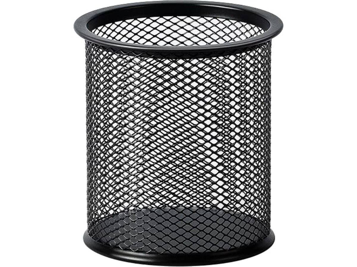 Amazon Basics Metal Mesh Pen Cup, 1 Unit, Pack of 1, Black