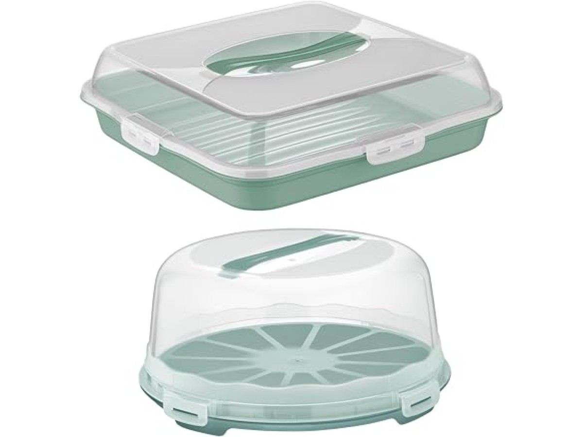 BORNOVA Transport Set for Cakes and Pastries - Round and Rectangular Box, Portable Cake