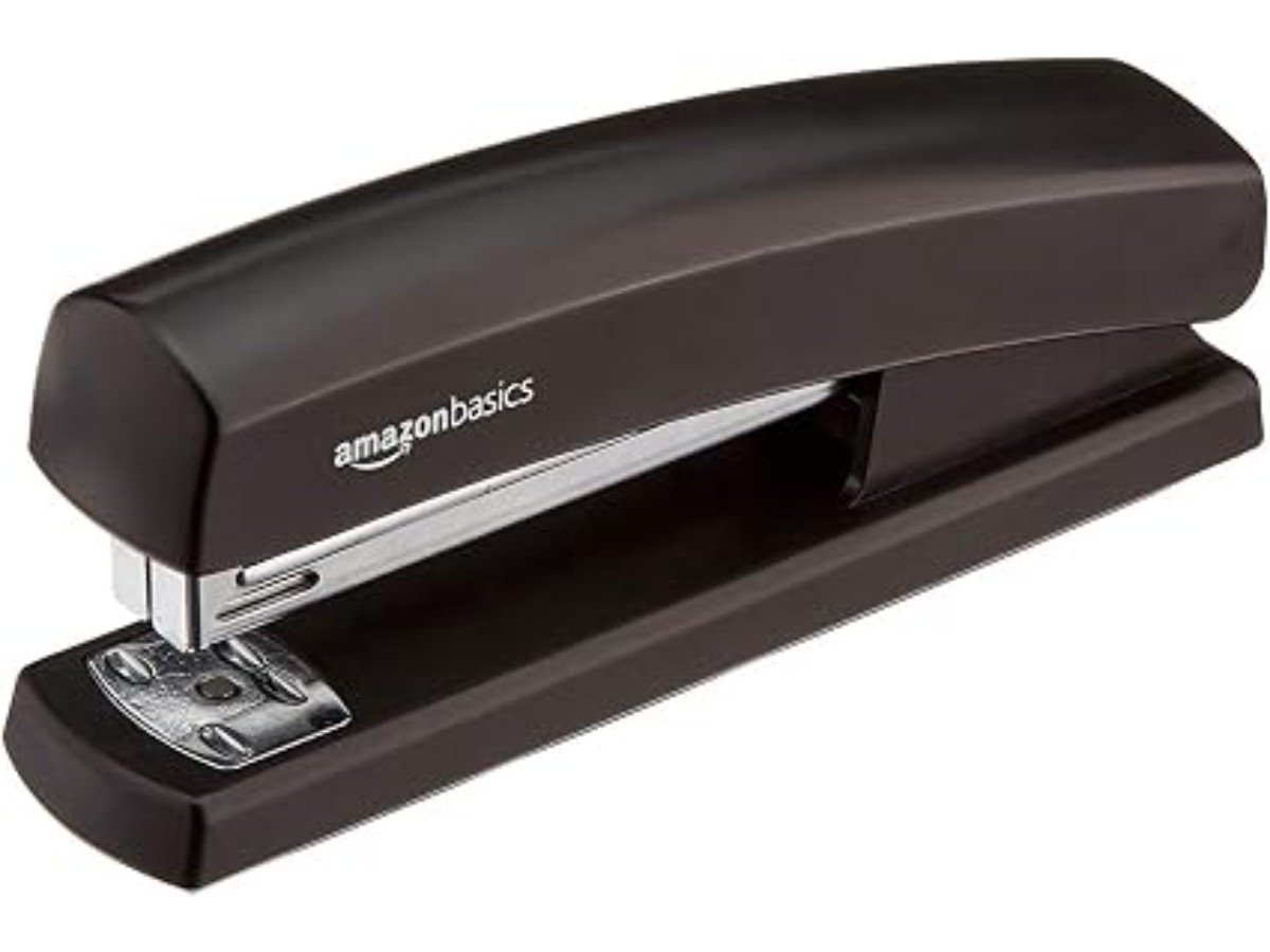 mazon Basics Stapler with 1000 Staples, 10 Sheet Capacity, Non-Slip Rubber Base, Home, Office, Black Visit the Amazon Basics Store