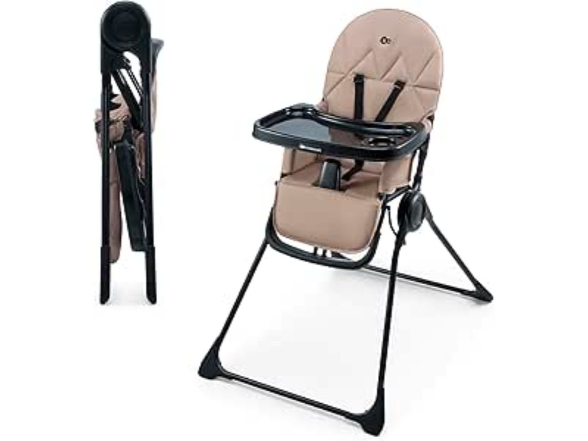 Kinderkraft BINCI Folding High Chair, 11 lbs, Footrest, Beige