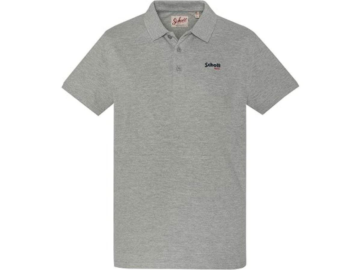 Schott NYC Pscasual Men's Polo Shirt, Grey, S