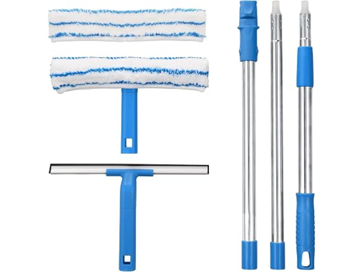Mitclear Window Scraper, Telescopic Handle 146 cm, Silicone Squeegee