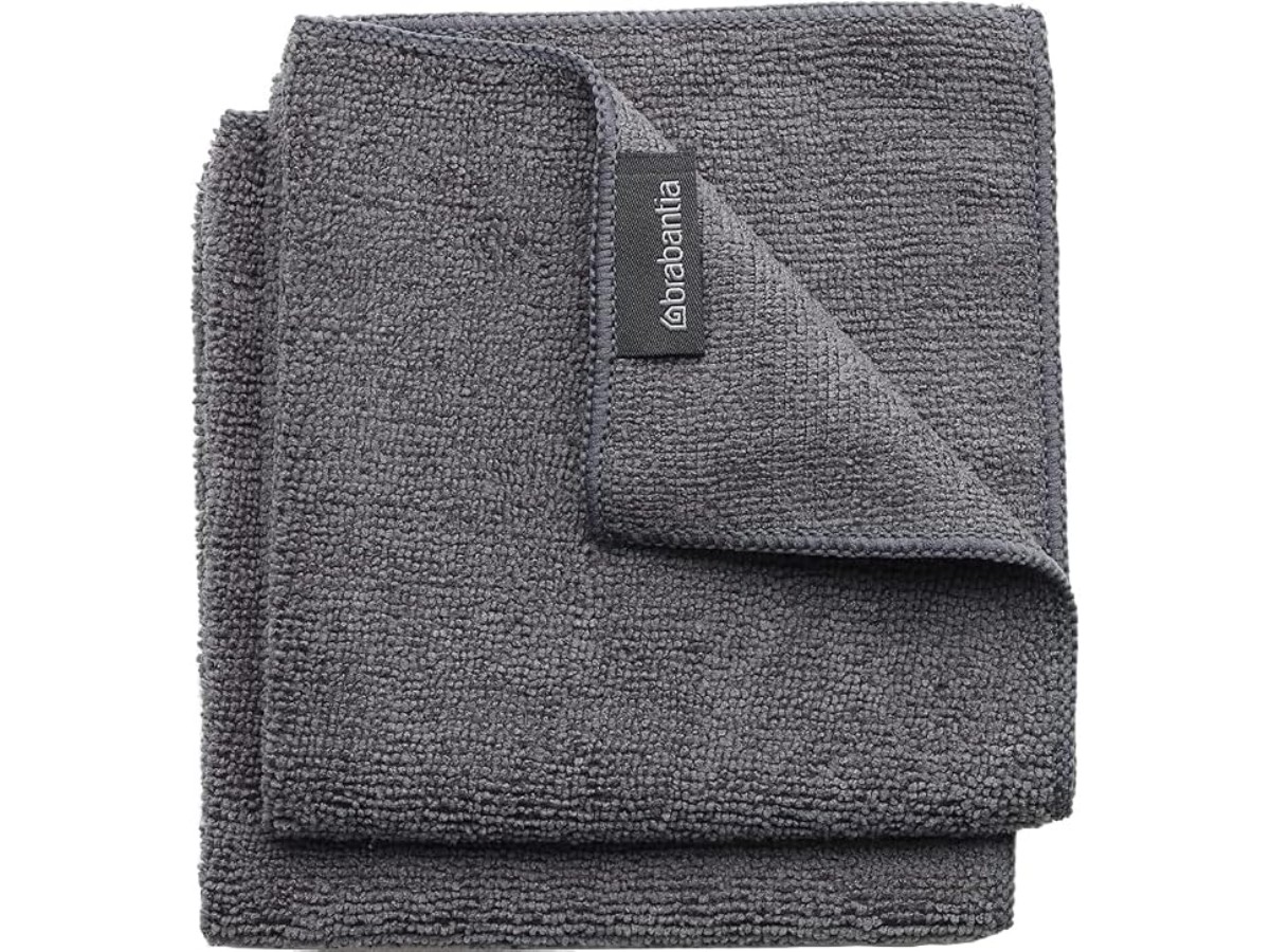 Brabantia SinkSide Microfibre Cloth, Dark Grey, Pack of 2, 30 x 30 x 0.5 cm