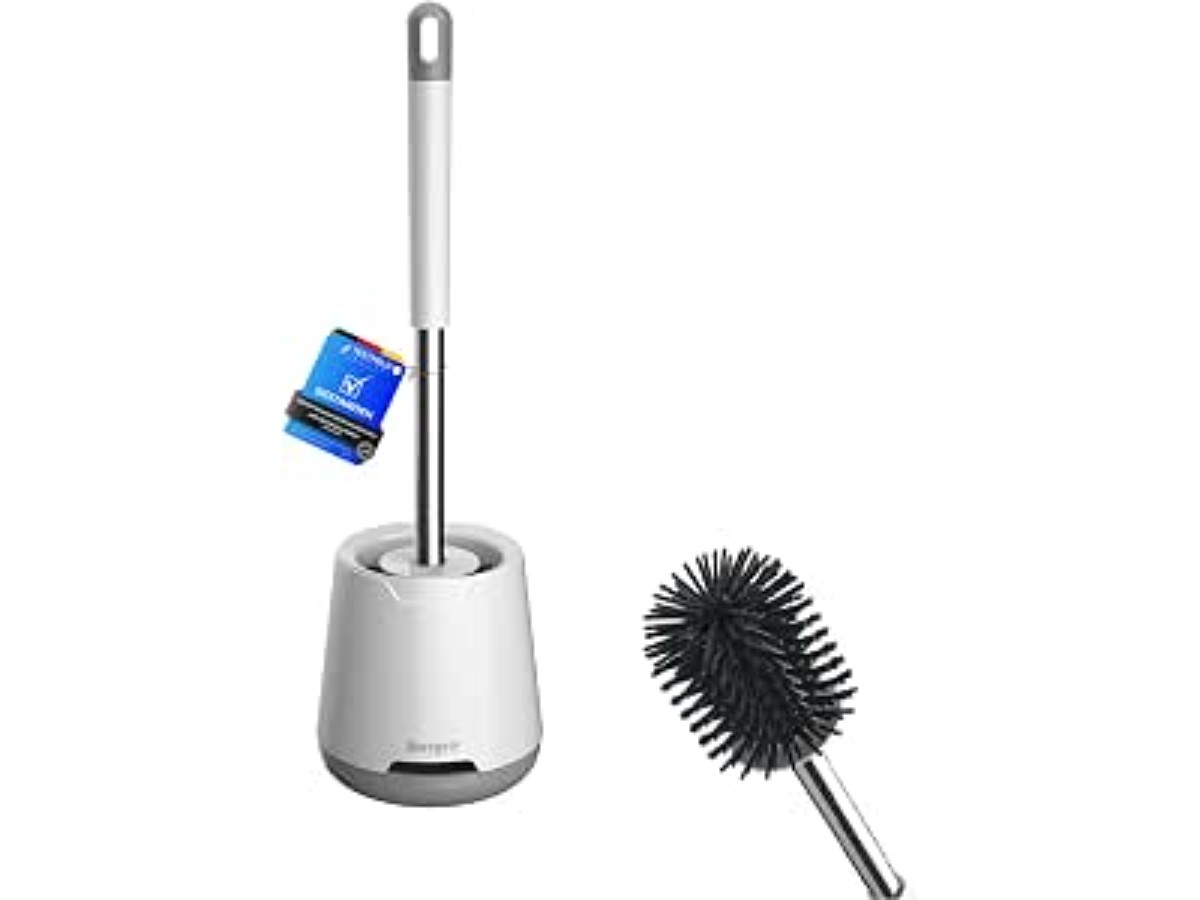 Ibergrif Silicone Toilet Brush and Brackets, Toilet Brush White