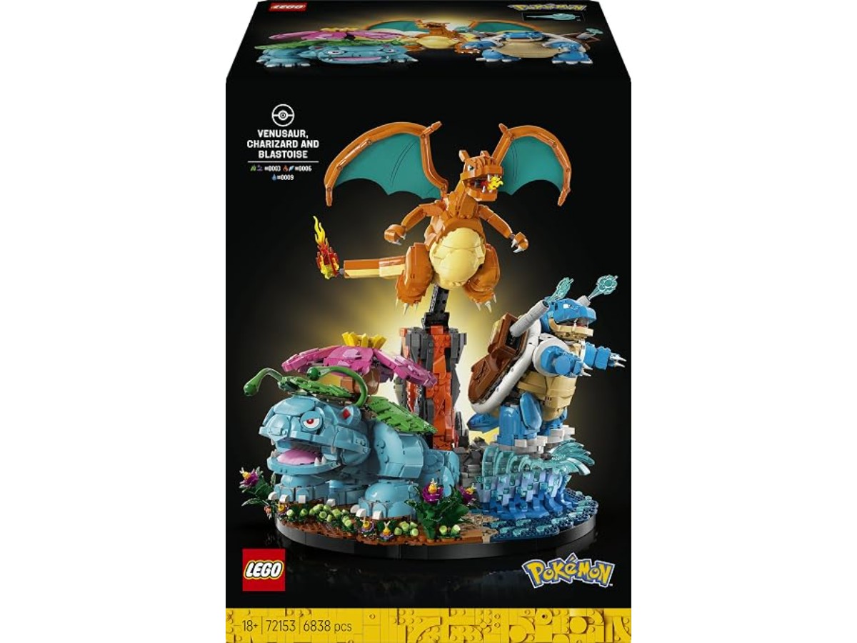 LEGO Pokémon Florizarre, Charizard and Tortank - Adult Set - 3D Model - 3 Anime Figures for DIY Decoration in Living Room or Office - Gaming Collector Gift Idea for Fans 72153