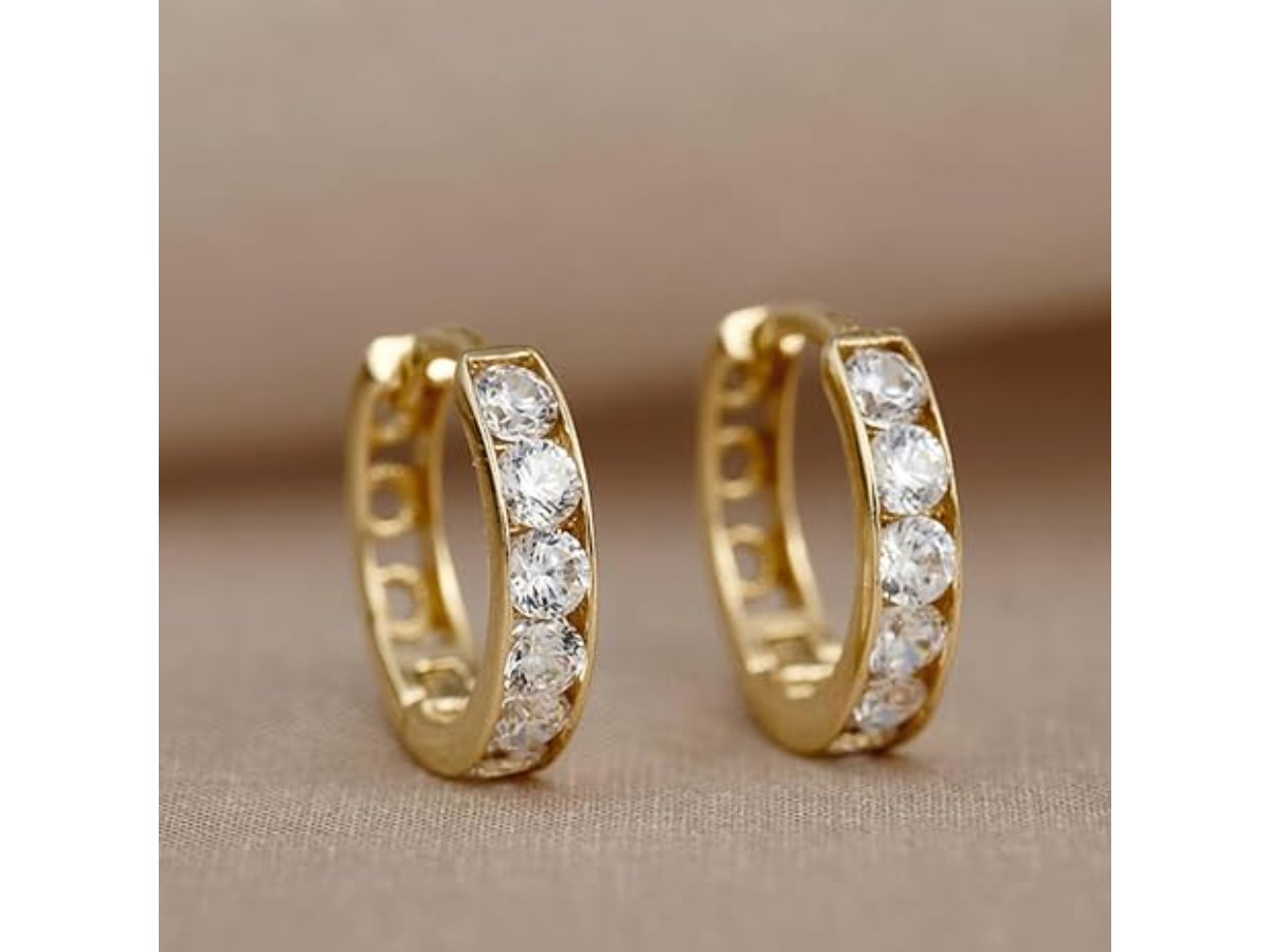 Fashion Hoop Earrings with Shiny Cubic Zirconia
