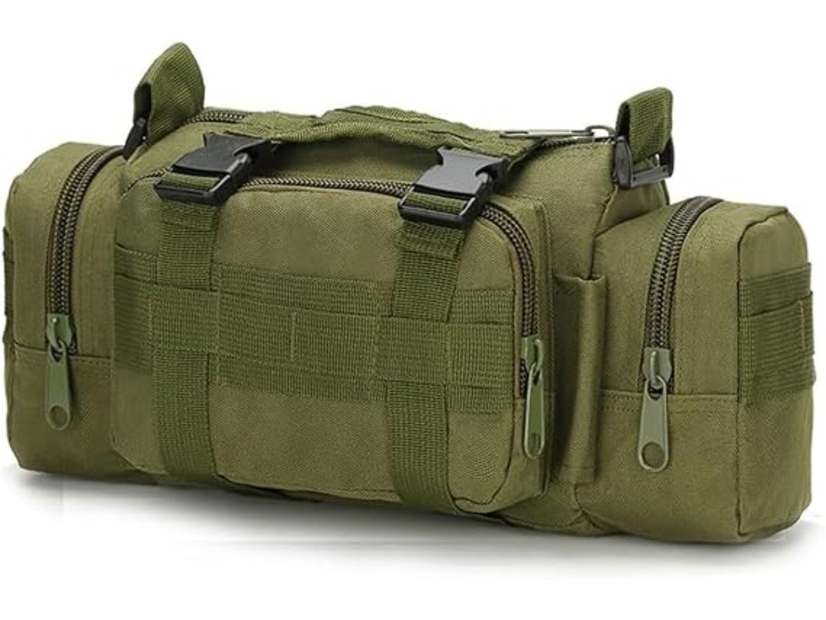 Tactical Waist Deployment Bag, Small Hand Carry Shoulder Bag with Handlebar Handle, Military Green, 18x35x14cm/7.08x13.78x5.51 inches, 5L, Simplicity