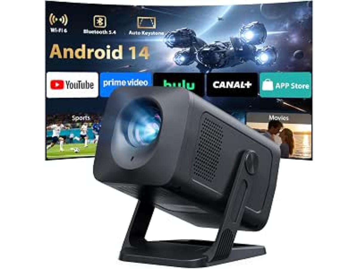 Video projector【Built-in App & Auto Keystone】 Android 14, Projector