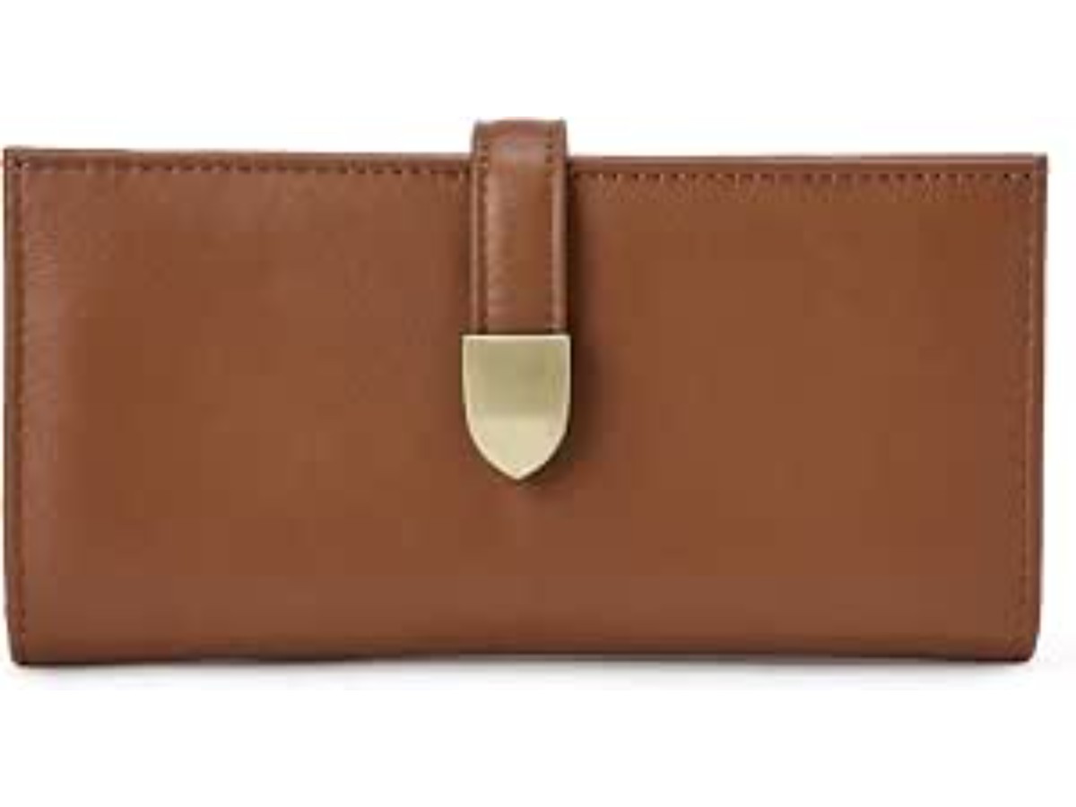 Amazon Essentials Women's Leather Wallet, Light Brown, One Size