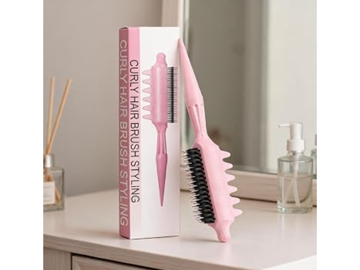 Click to see full view Best seller 1 x Unisex Hair Brush Non-Slip Anti-Static Hairbrush with Nylon Bristles for Creating Fluffy Roots (Pink)