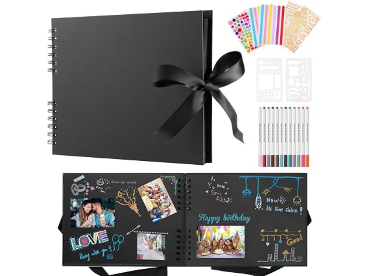 DazSpirit Personalised Photo Album, Scrapbooking, DIY, 80 Black Pages