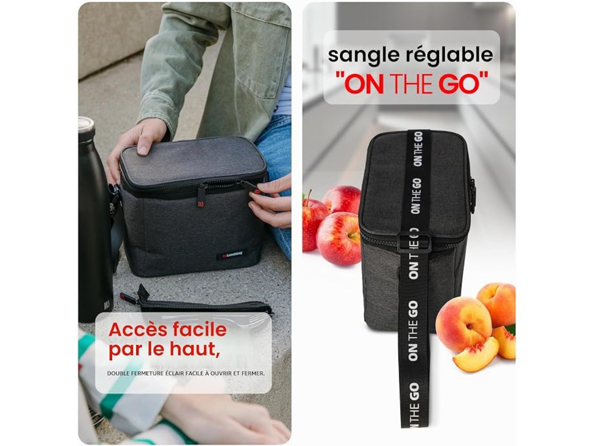 Iris Barcelona - Sac Alimentaire Thermique 4L Noir - Sac à Lunch, Sac Alimentaire Isotherme, Sac à Lunch Portable