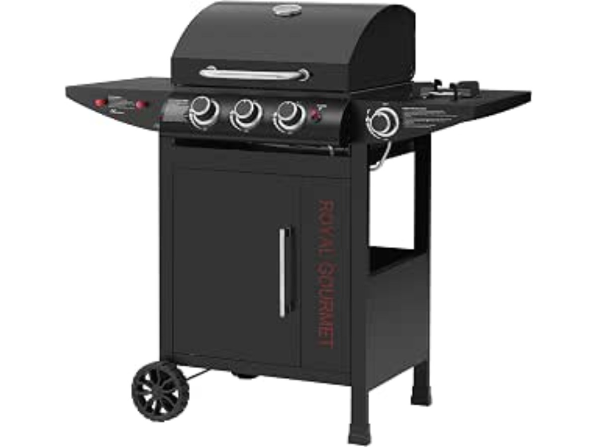 Royal Gourmet Barbecue Gaz à 3+1 Brûleurs en Acier Inoxydable