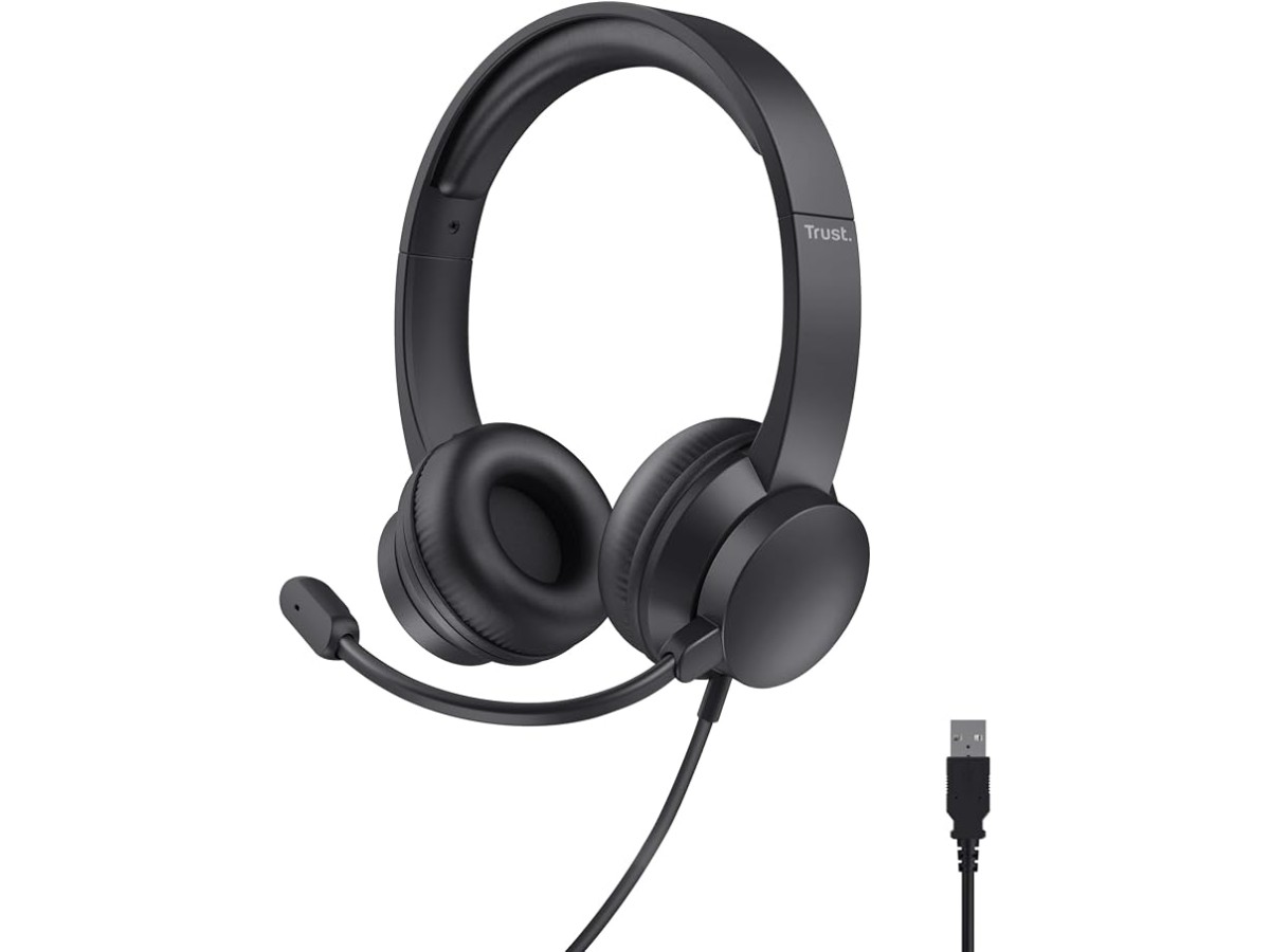 Micro Léger On Ear, Arceau Réglable, Microphone Flexible, Câble 1,8 m, Casque Audio PC Filaire pour Ordinateur Portable Bureau Teletravail Chat Zoom Teams - Noir