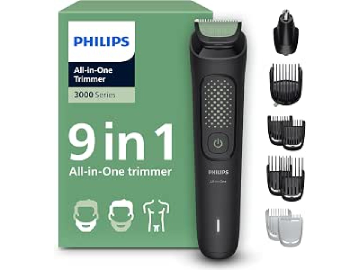 Philips Multigroom 3000 Series All-in-One Clipper 9 Accessories - Beard Trimmer Hair & Body Trimmer, Skin-Friendly Self-Sharpening Blades, 12 Cutting Heights, Model MG3946/15