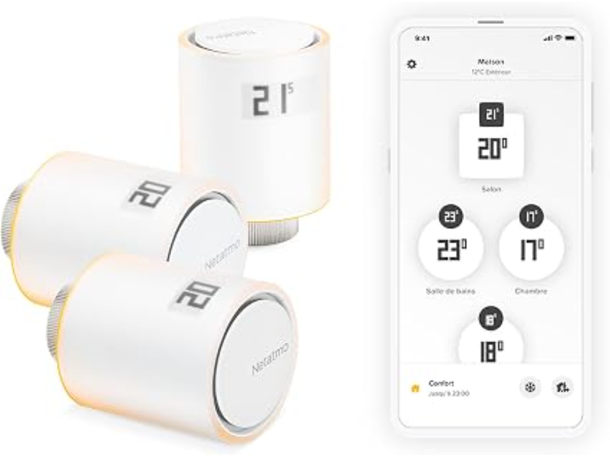 Netatmo 3 Pack Smart Thermostatic Heads - Connected Thermostat Accessory