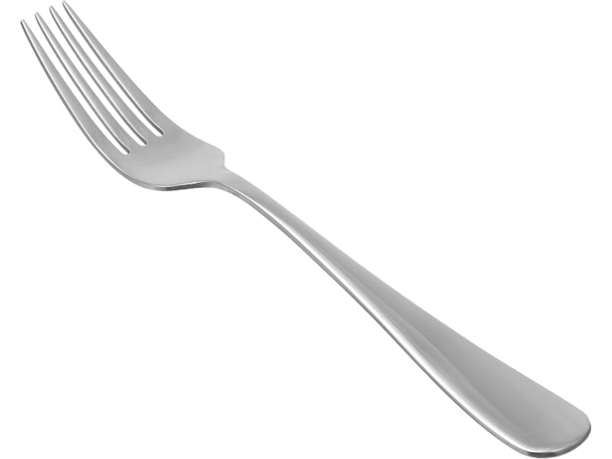 Amazon Basics 12 Piece Stainless Steel Round Edge Table Fork Set, Silver