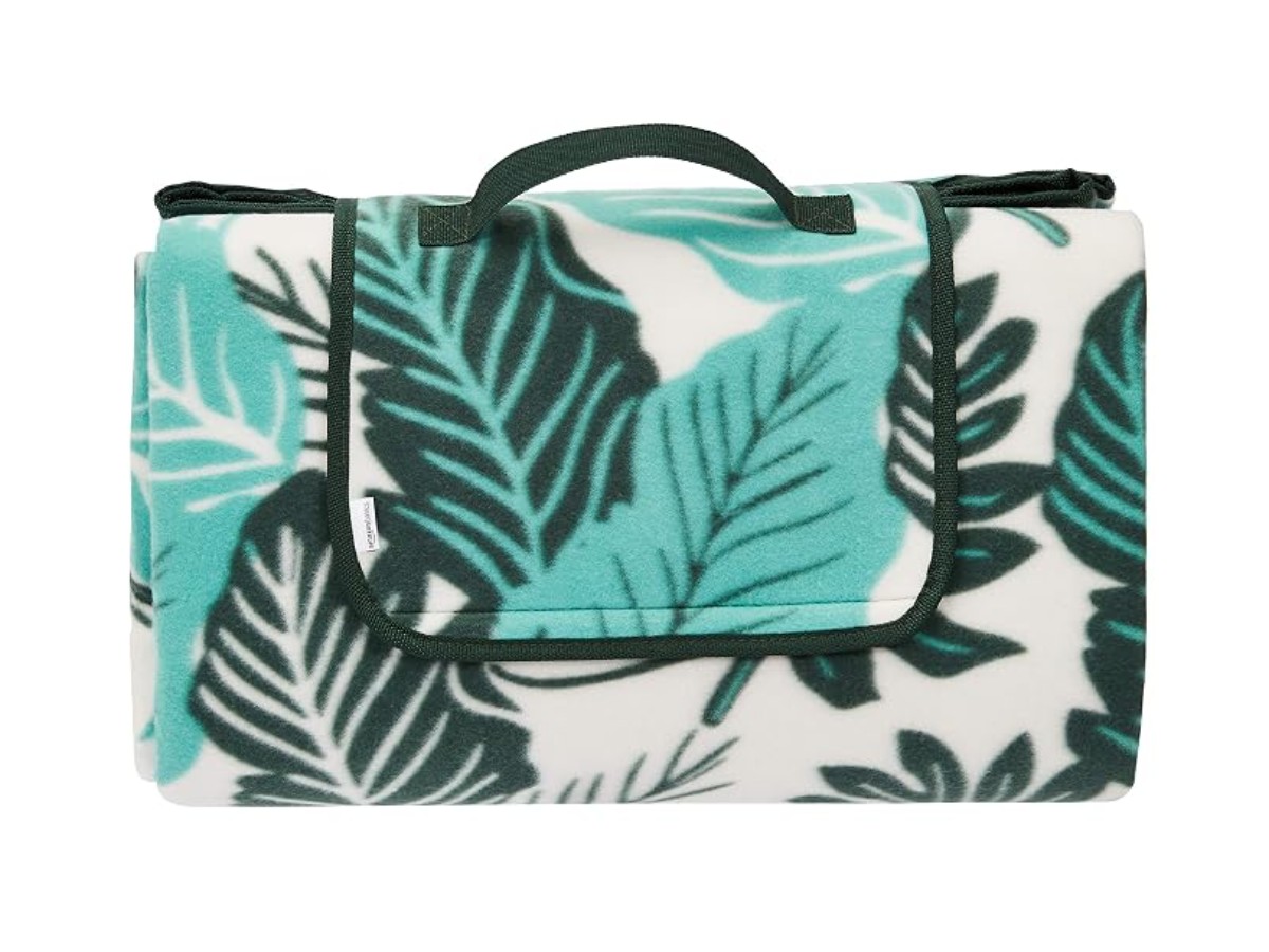 Amazon Basics Duvet de voyage Couverture pour pique-nique avec envers imperméable, Leaf Design