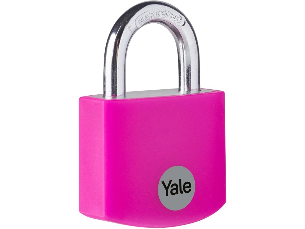 Standard Aluminium Security Padlock, Pink, Tempered Steel Open Shackle